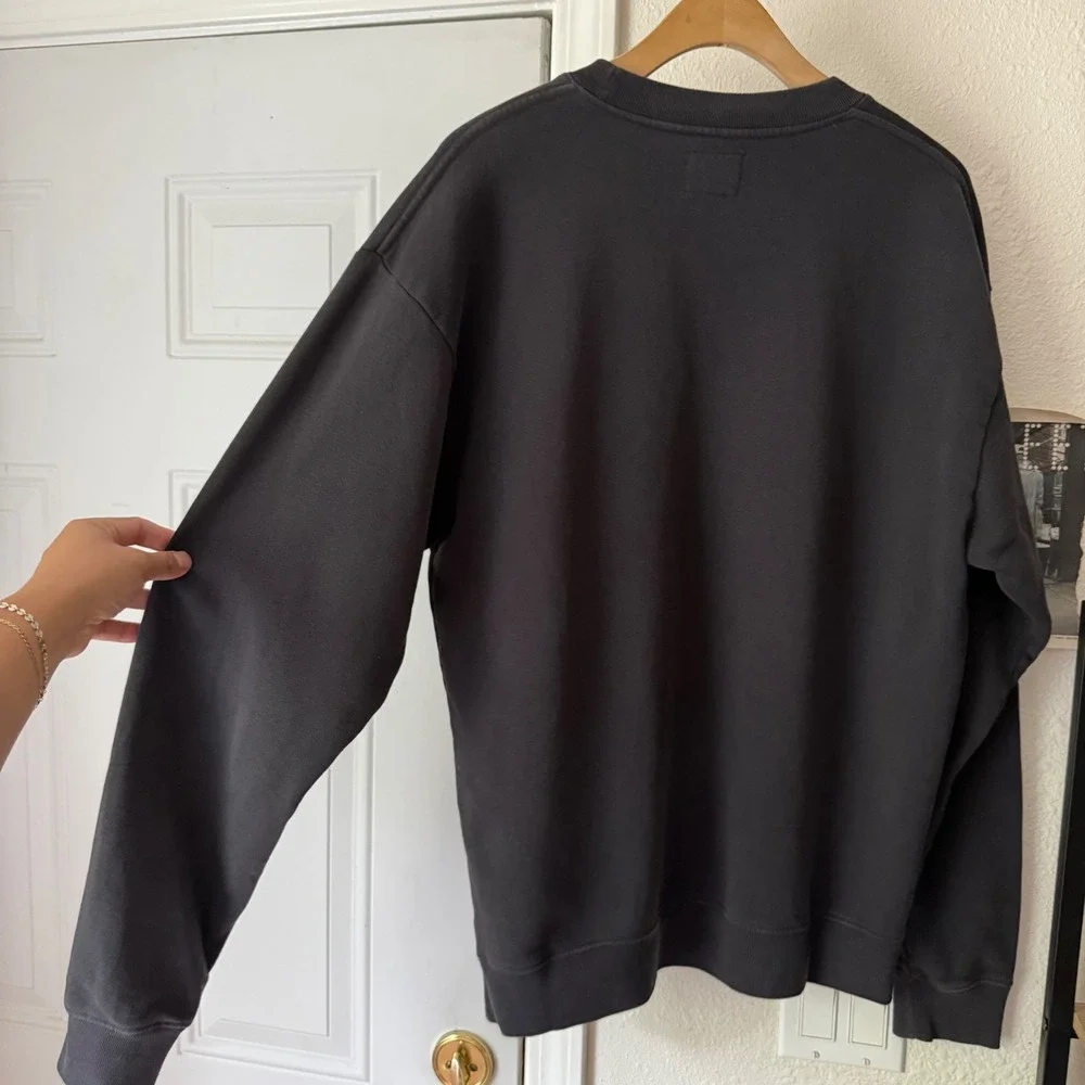 GENERAL QUARTERS charcoal recycled organic cotton crew boxy crew‎ neck sweater